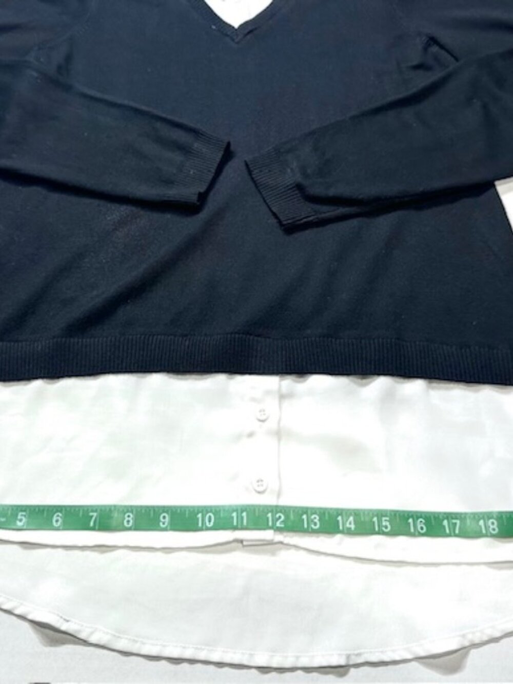 Adrianna Papell Womens Twofer Sweater Collared Long Sleeve Black & White Size L - Picture 6 of 15